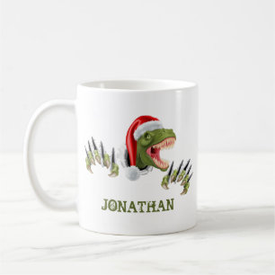 Personalized T-Rex Santa Claus Dinosaur  Coffee Mug