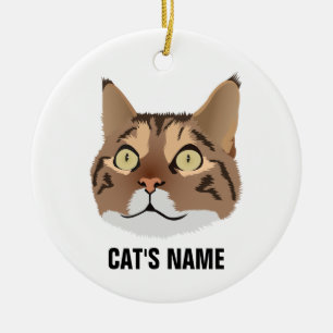Personalized Tabby Cat Ceramic Ornament