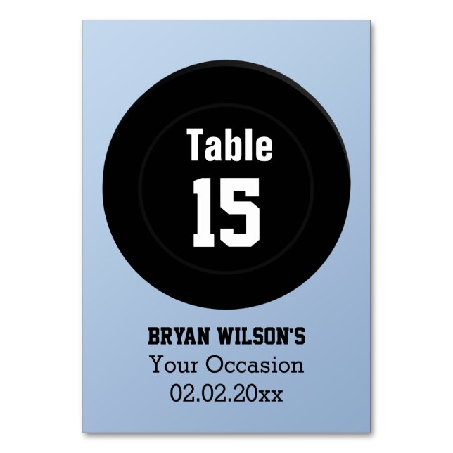Personalized table numbers ice hockey theme (Front)