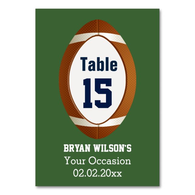 Personalized table numbers Sports Party football (Front)