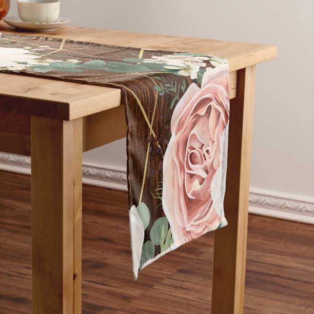 Personalized Table Runner Geometric Garden Rose (In Situ)