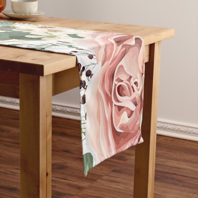 Personalized Table Runner Geometric Garden Rose (In Situ)