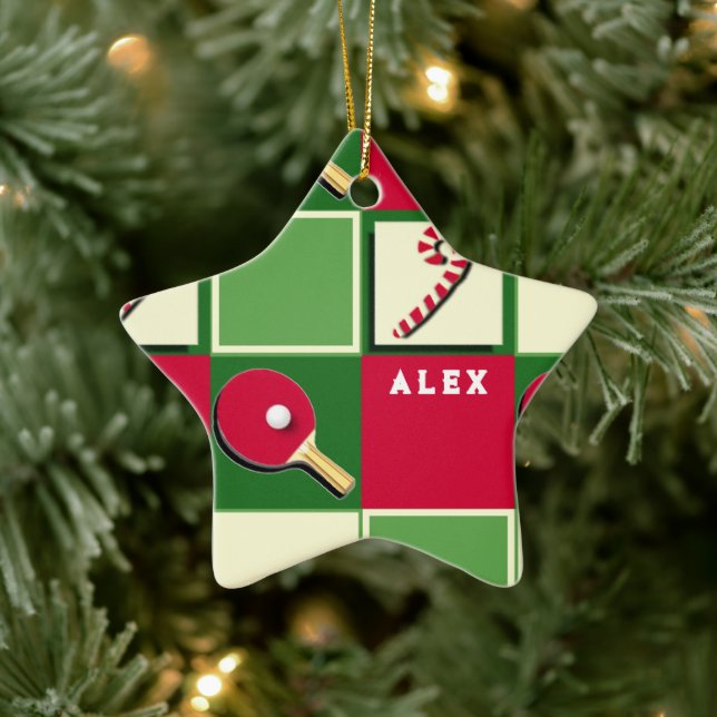 Personalized Table Tennis Holiday Gift Ceramic Ornament (Tree)