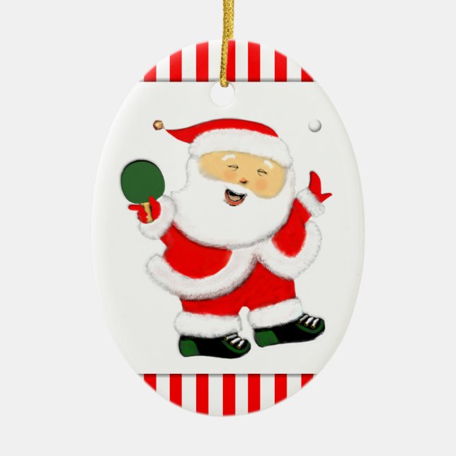 Personalized Table Tennis Holiday Gift Ceramic Ornament (Front)