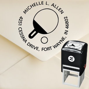 Personalized Table Tennis Round Return Address Self-inking Stamp