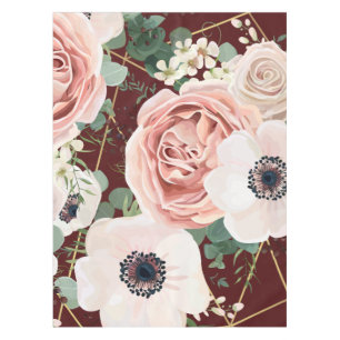 Personalized Tablecloth Geometric Garden Rose Wine