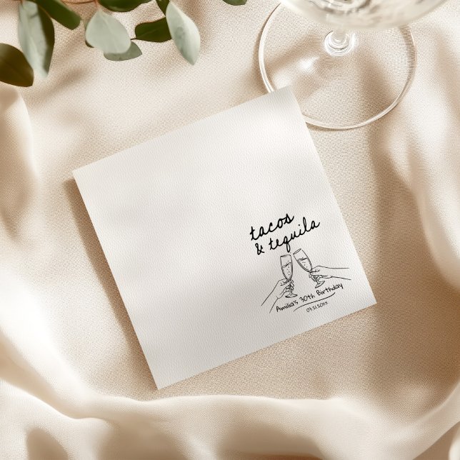 Personalized Tacos and Tequila Birthday Napkins (Creator Uploaded)