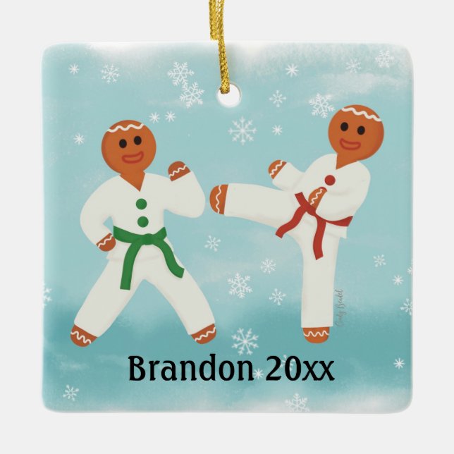 Personalized Taekwondo Karate Judo Martial Arts Ceramic Ornament (Front)