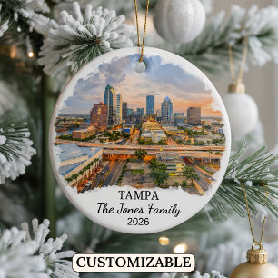 Personalized Tampa Ornament, Custom Florida Ceramic Ornament
