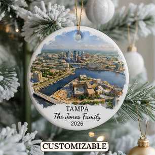 Personalized Tampa Ornament, Custom Florida Ceramic Ornament