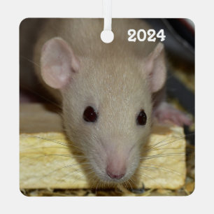 Personalized Tan Beige Dumbo Fancy Pet Rat Metal Ornament