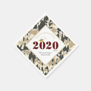 Personalized Tan Camouflage Pattern Graduation Napkin