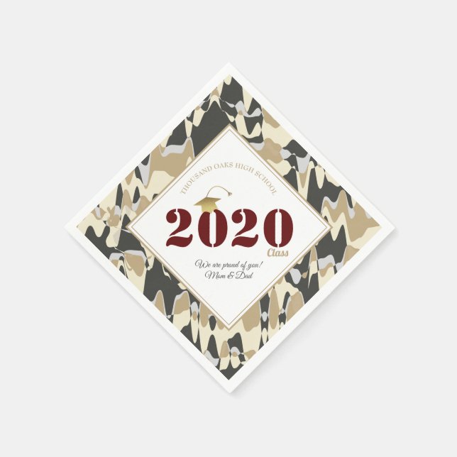 Personalized Tan Camouflage Pattern Graduation Napkin (Corner)