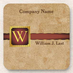 Personalized Tan Chamois Faux Leather Coaster