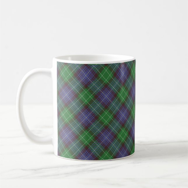  Personalized Tan Doodle Dog Blue Green Plaid  Coffee Mug (Left)
