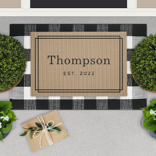 Personalized Tan Family Last Name Monogram Doormat