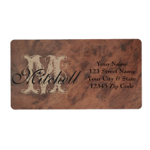 Personalized Tan Leather Shipping address labels