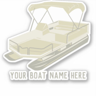 Personalized Tan Pontoon Boat Decal Sticker