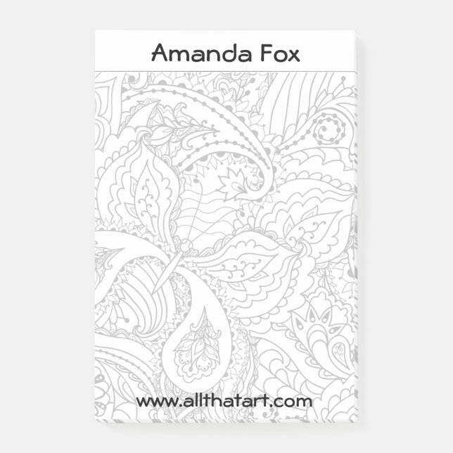 Personalized Tangle Doodle Colouring Page Notepad (Front)