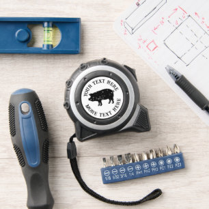Personalized tape measure with small pig logo 1