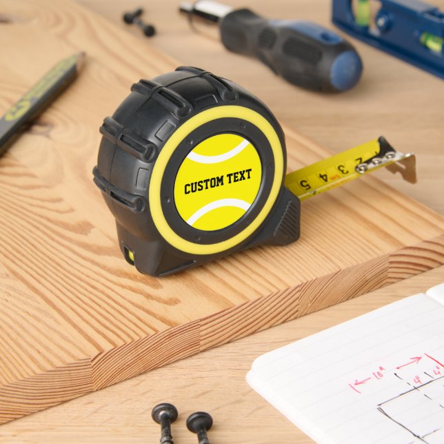 Personalized tape measure with tennis ball logo 1 (Woodwork)