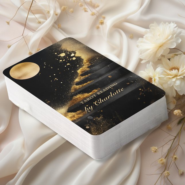 Personalized Tarot Cards-Black & Gold Moon Edition Playing Cards (Personalized Tarot Cards-Black & Gold Moon Edition with your name.)
