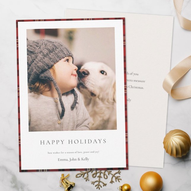Personalized Tartan Border Photo  Holiday Card (Creator Uploaded)