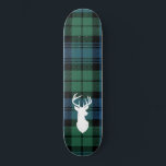 Personalized Tartan Christmas Clan Campbell Plaid Skateboard<br><div class="desc">Cute clan Campbell tartan plaid featuring deer silhouette and clan Campbell tartan in green,  and blue check.</div>