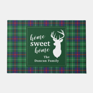 Personalized Tartan Christmas Plaid Sweet Home Doormat