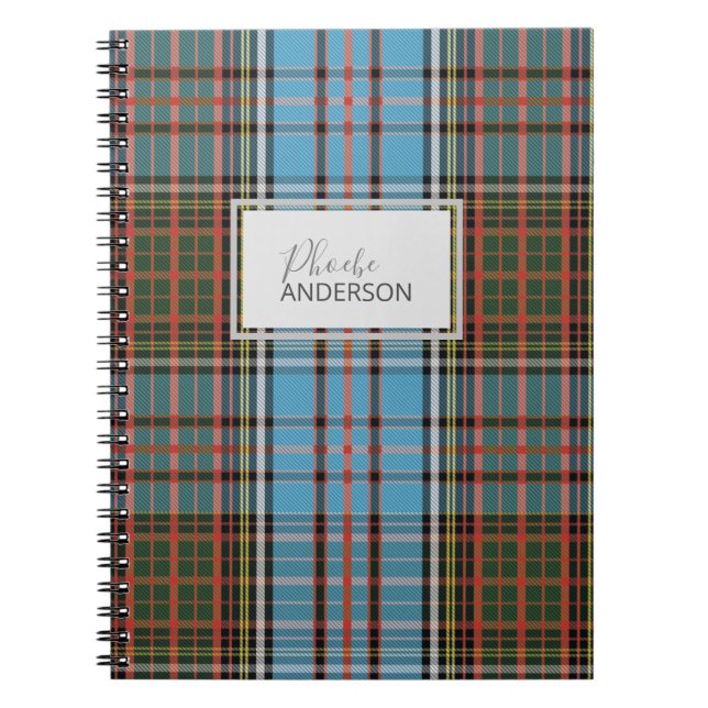 Personalized Tartan Clan Anderson Plaid Check Notebook (Front)