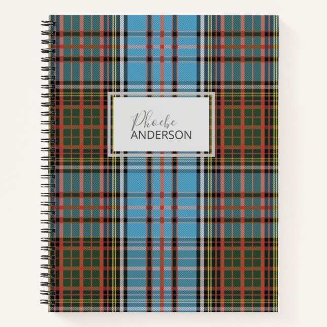 Personalized Tartan Clan Anderson Plaid Pattern Notebook (Front)
