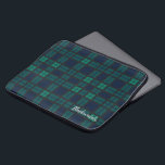 Personalized Tartan Clan Black Watch Plaid Custom Laptop Sleeve<br><div class="desc">Custom Clan Black Watch tartan blue green and dark grey check design laptop sleeve for anyone who loves classic and elegant cover for their treasured accessories. Perfect gift for family, dad, husband or other special gift giving occasions. Celebrate all things tradition and family clan with this cool Clan Black Watch...</div>