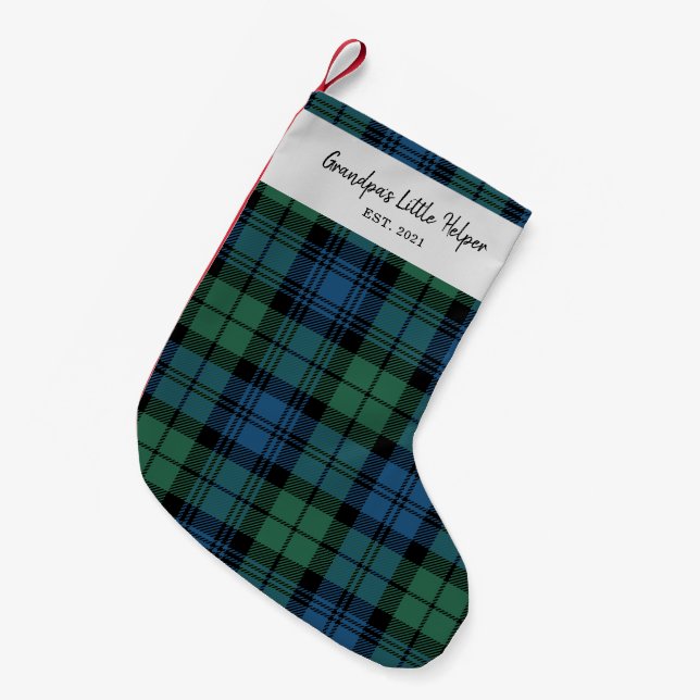 Personalized Tartan Clan Campbell Plaid Family Small Christmas Stocking (Front (Hanging))