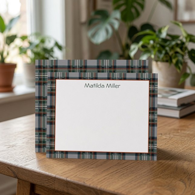 Personalized Tartan Note Card with Plaid Backgroun (Creator Uploaded)