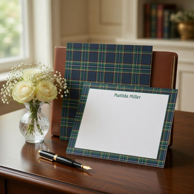 Personalized Tartan Note Card with Plaid Backgroun (Creator Uploaded)