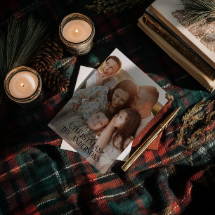 Personalized Tartan Plaid Custom Family Name Photo Holiday Card
