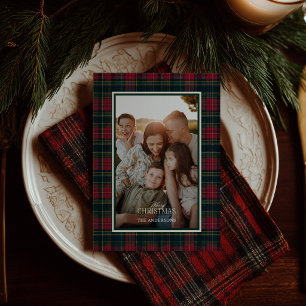 Personalized Tartan Plaid Custom Family Name Photo Holiday Card