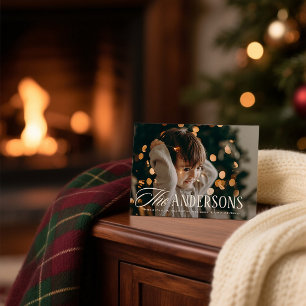 Personalized Tartan Plaid Custom Family Name Photo Holiday Card
