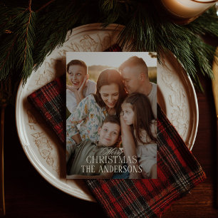 Personalized Tartan Plaid Custom Family Name Photo Holiday Card
