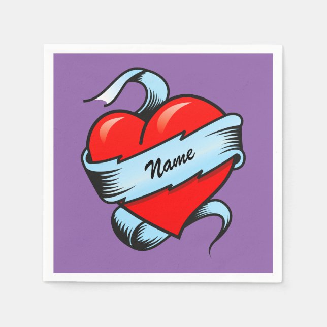 Personalized Tattoo Heart Napkin (Front)