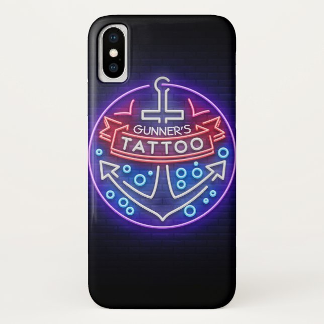 Personalized Tattoo Shop Nautical Neon Sign Style Case-Mate iPhone Case (Back)