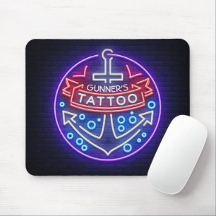 Personalized Tattoo Shop Nautical Neon Sign Style Mouse Pad