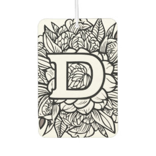 Personalized Tattoo-Style Black and White Monogram Air Freshener