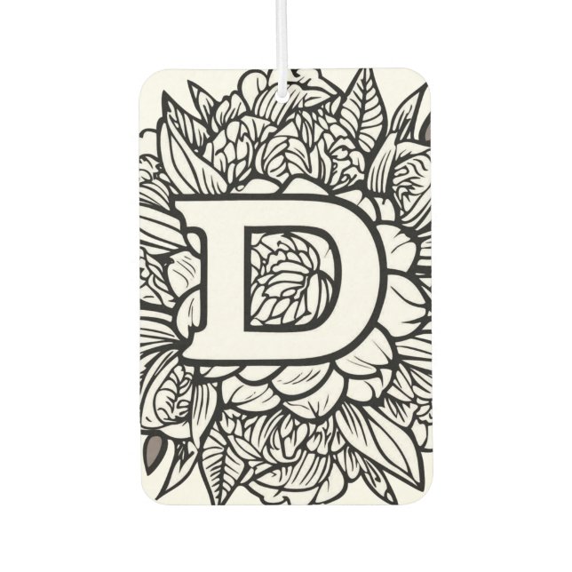 Personalized Tattoo-Style Black and White Monogram Air Freshener (Front)