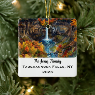 Personalized Taughannock Falls, NY Xmas Ceramic Ornament