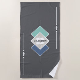 Personalized Taupe Elegant Beach Towel