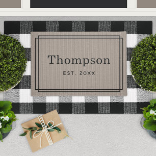 Personalized Taupe Grey Family Last Name Monogram Doormat