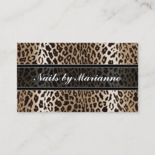 Personalized Taupe Leopard Animal Print Business Card