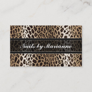 Personalized Taupe Leopard Animal Print Business Card