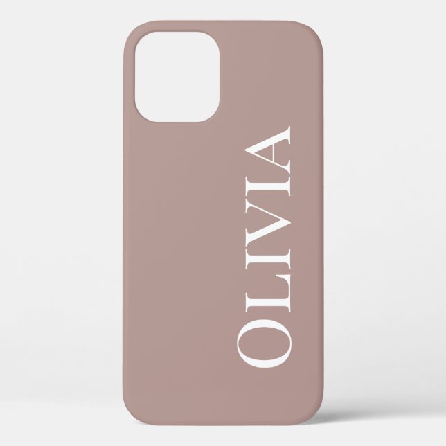 Personalized Taupe Mauve Modern White Typography Case-Mate iPhone Case (Back)